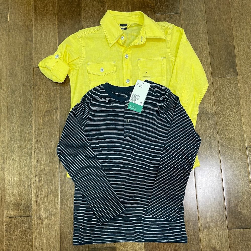 2 Boys Gap and H&M Long sleeve Shirts sz 6-7, 6-8 NWT